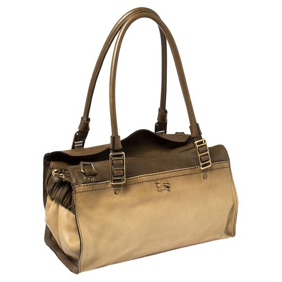 Burberry Two Tone Brown Leather Satchel - Picture 3 of 4